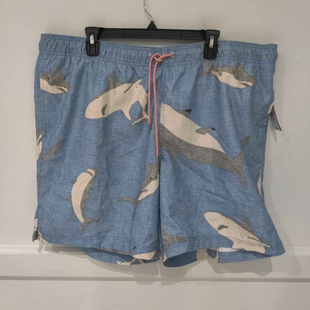 NWT Lands' End Men's Lined 8in Print Volley Shorts Swim Trunks Size M $70 FLD204